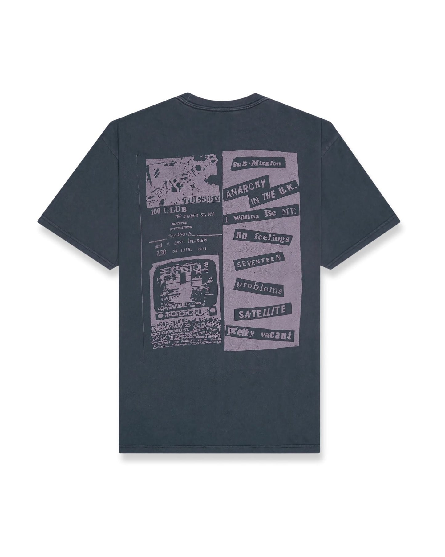 Sex Pistols 100 Club Stone Wash S/S Tee - Wash Black