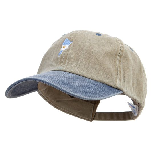 Argentina Map with Flag Logo Embroidered Pigment Dyed Wash Cap