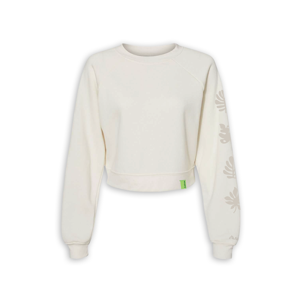 Foliage Women's Crop Sweatshirt - Vintage White