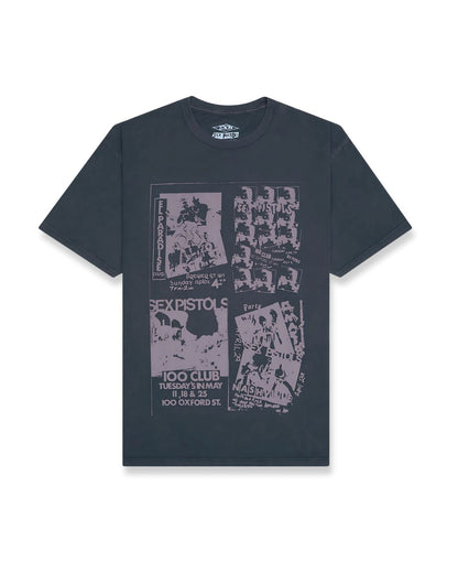 Sex Pistols 100 Club Stone Wash S/S Tee - Wash Black