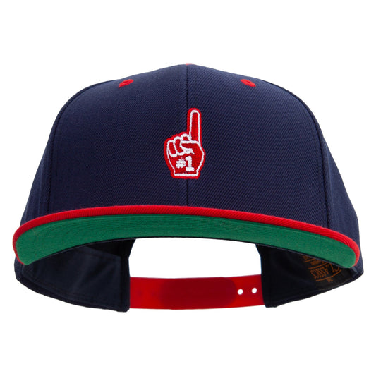 Number 1 Foam Finger  Embroidered Wool Blend 2 Tone Classic Snapback