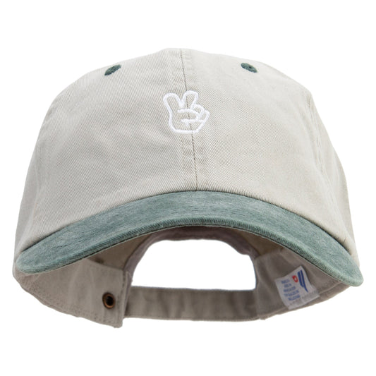Two Gesture with FIngers Embroidered Pigment Dyed Wash Cap