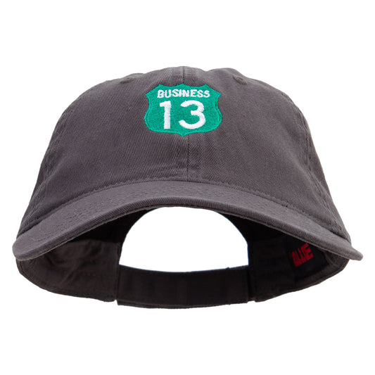 Business 13 Route Number Embroidered Garment Washed Cotton Twill Cap