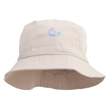 Happy Whale Embroidered Pigment Dyed Bucket Hat