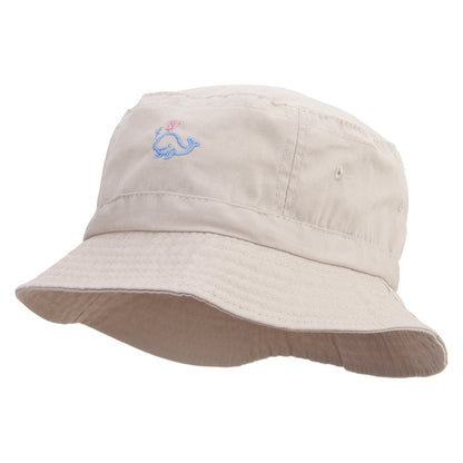 Happy Whale Embroidered Pigment Dyed Bucket Hat