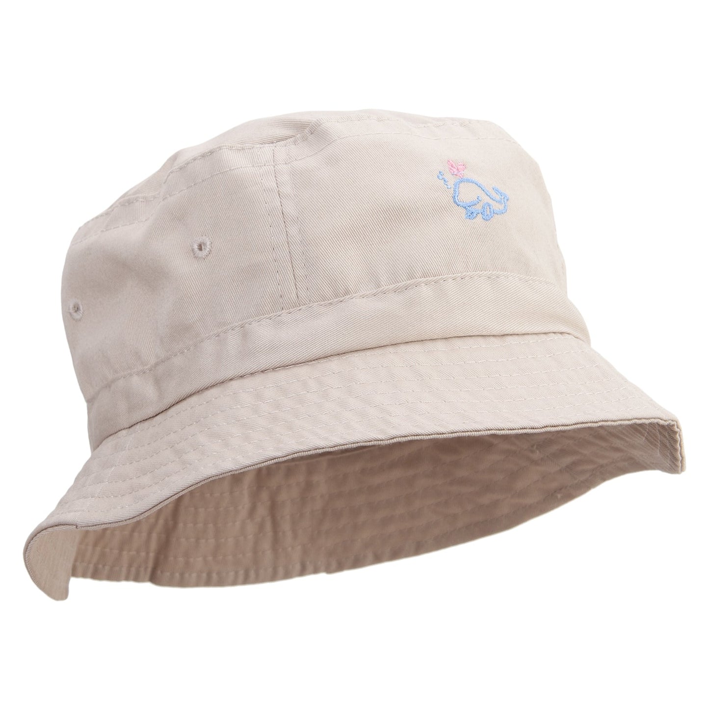 Happy Whale Embroidered Pigment Dyed Bucket Hat