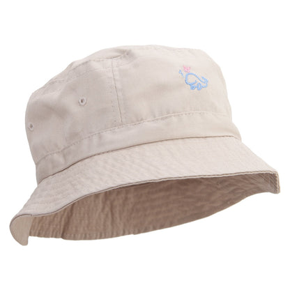 Happy Whale Embroidered Pigment Dyed Bucket Hat