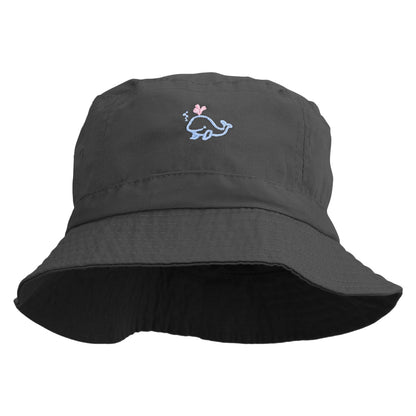 Happy Whale Embroidered Pigment Dyed Bucket Hat