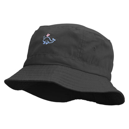 Happy Whale Embroidered Pigment Dyed Bucket Hat