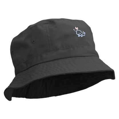 Happy Whale Embroidered Pigment Dyed Bucket Hat