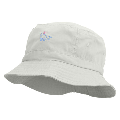 Happy Whale Embroidered Pigment Dyed Bucket Hat