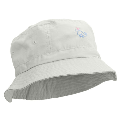 Happy Whale Embroidered Pigment Dyed Bucket Hat