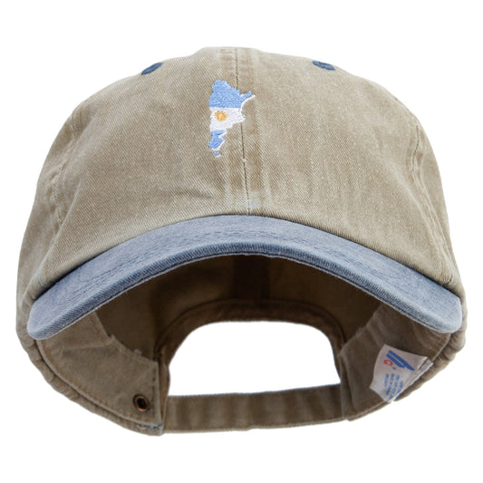 Argentina Map with Flag Logo Embroidered Pigment Dyed Wash Cap