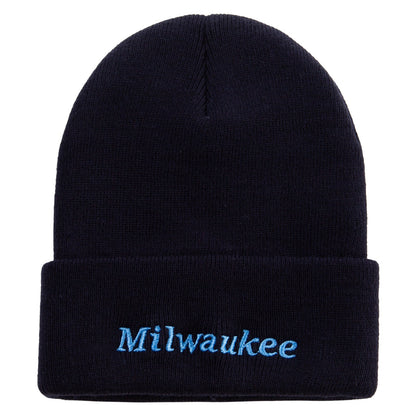 Milwaukee Wisconsin Logo Embroidered Super Stretch Knit Watch Cap Beanie