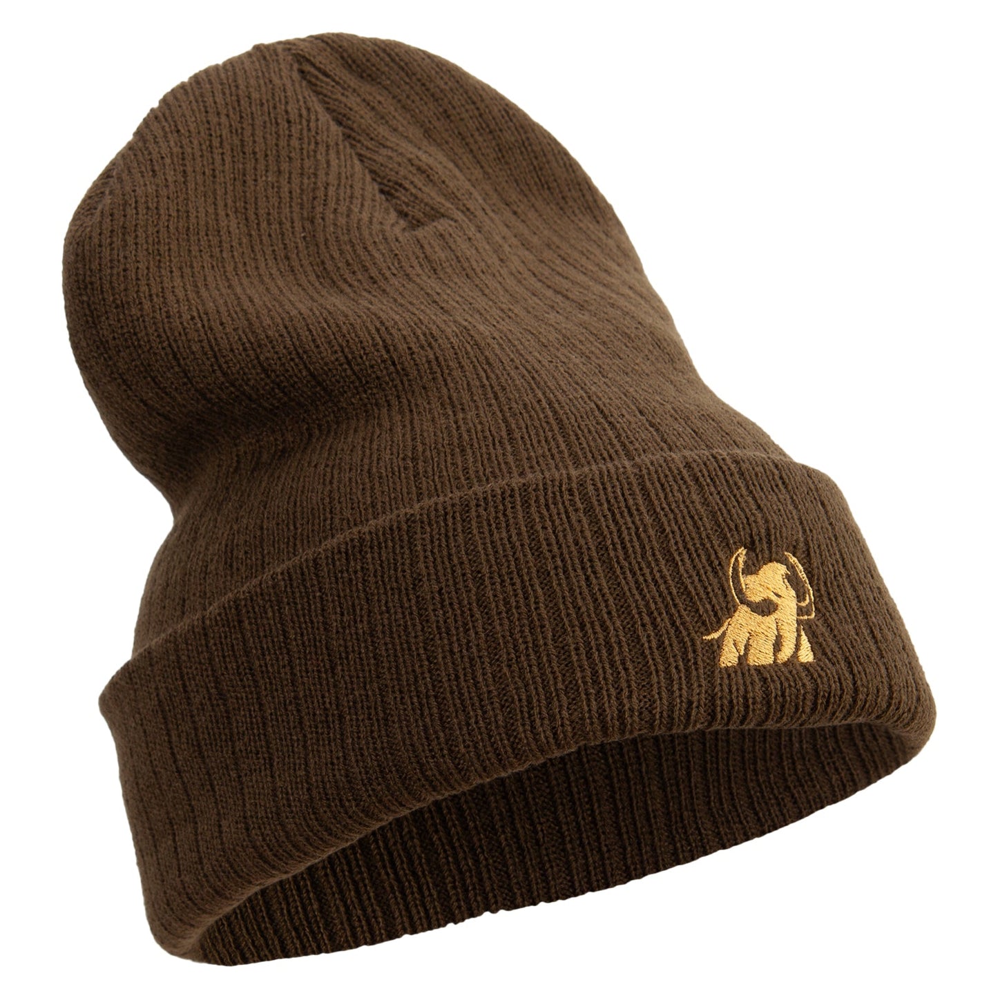 Made in USA Golden Mammoth Logo Embroidered Heavy Ribbed Cuff Beanie