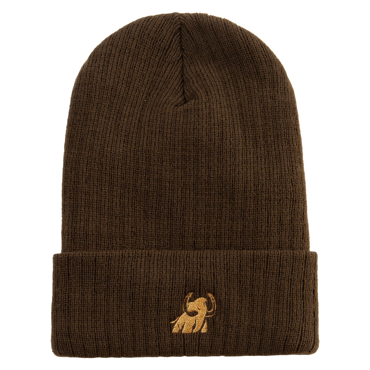 Made in USA Golden Mammoth Logo Embroidered Heavy Ribbed Cuff Beanie