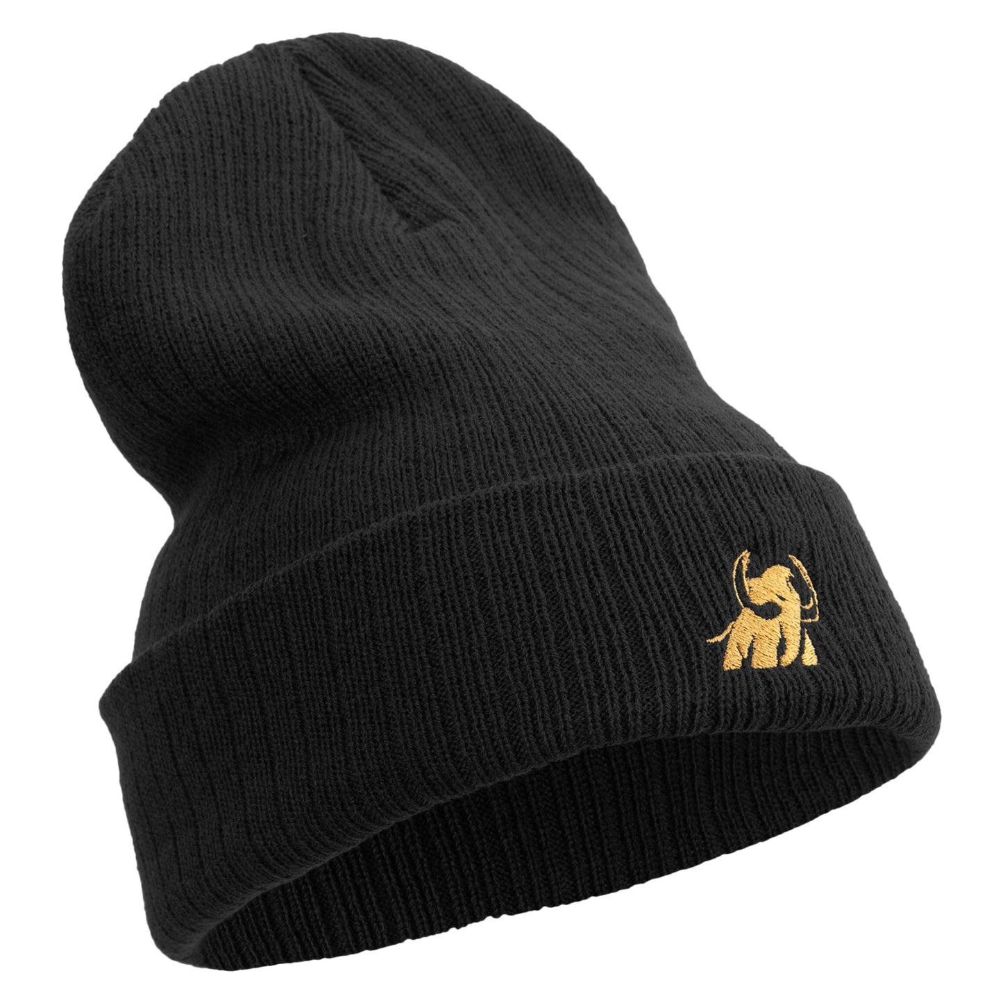Made in USA Golden Mammoth Logo Embroidered Heavy Ribbed Cuff Beanie