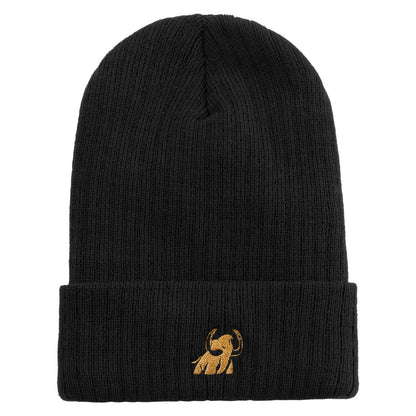 Made in USA Golden Mammoth Logo Embroidered Heavy Ribbed Cuff Beanie