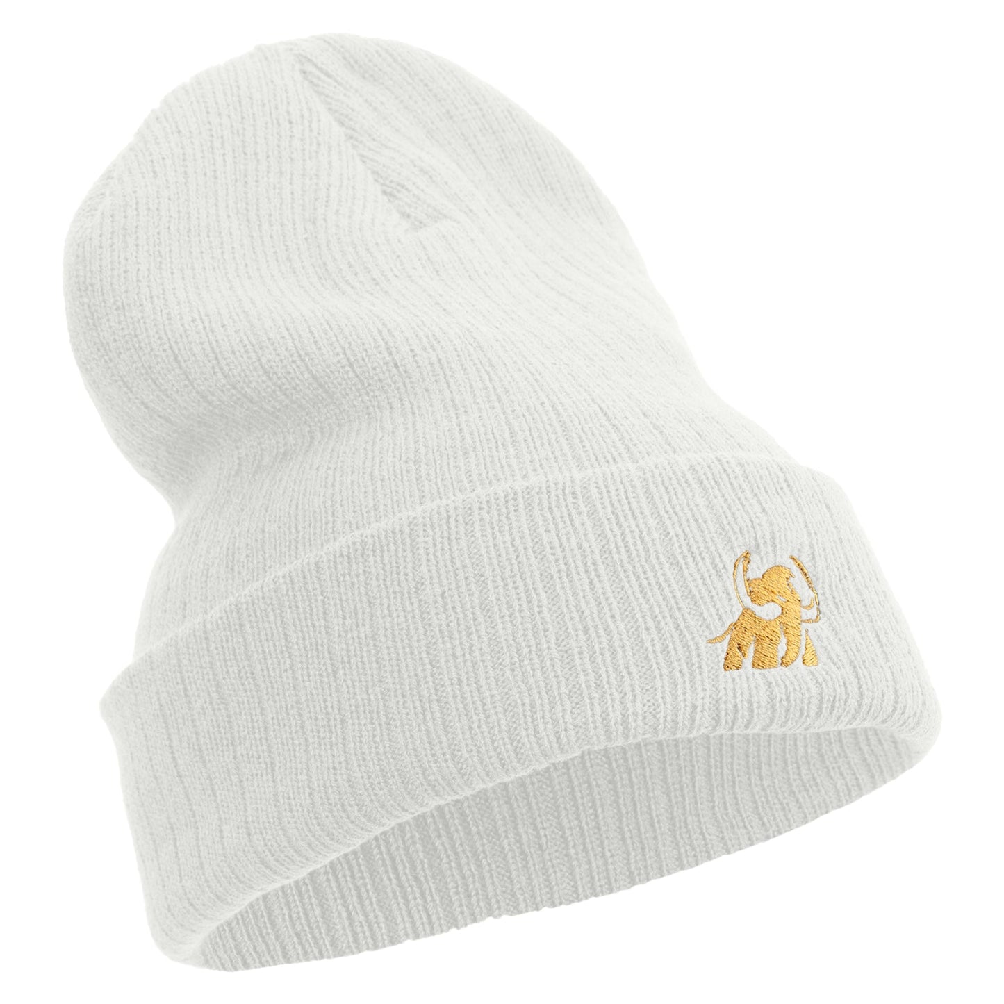Made in USA Golden Mammoth Logo Embroidered Heavy Ribbed Cuff Beanie