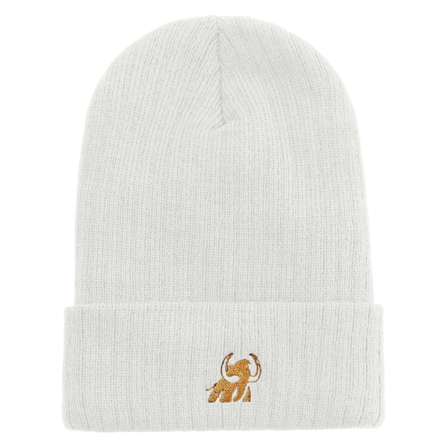 Made in USA Golden Mammoth Logo Embroidered Heavy Ribbed Cuff Beanie