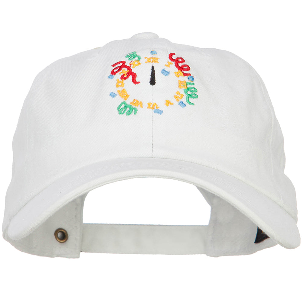 Clock with Decorations Embroidered Unstructured Cap