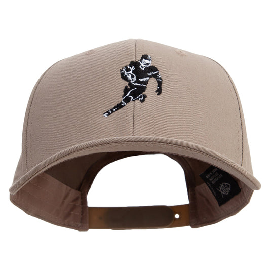 Football Player Silhouette Embroidered Unconstructed high profile Cotton Flat Bill Cap
