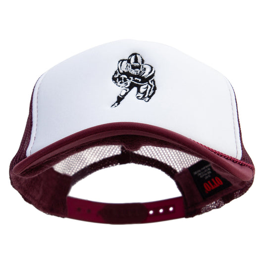 Charging Football Player Embroidered Foam Panel Mesh Snapback